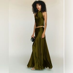 New Reformation Sera Silk Two Piece Set
